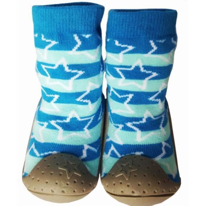 C2bb Chaussons Chaussettes Enfant Antiderapants Semelle Souple Etoile Bleu Bleu Cdiscount