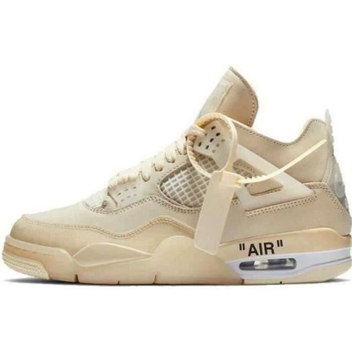 Baskets Air Jordanx 4 Retro Off White Sail Beige Homme Femme AJ4