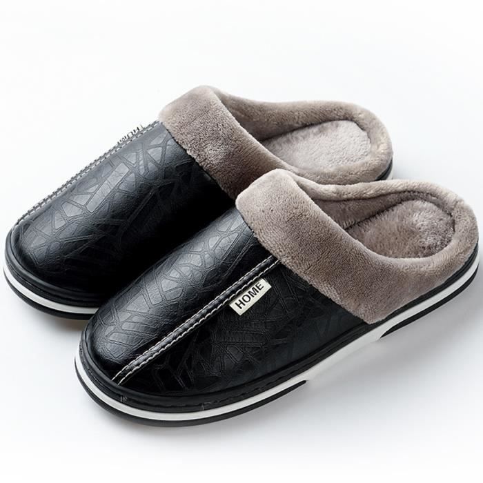 Couples Hommes Solides Pantoufles Antidérapantes Sol Chaud Accueil  Chaussures Intérieur ZJW90816032BK39_YOU Noir - Cdiscount Chaussures