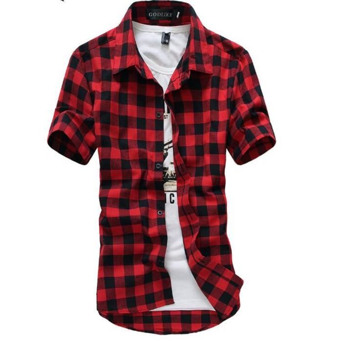 Chemise Manches Courtes Pataugas Beige à Carreaux - Taille XL Pour Homme - Occasion Très Bon état