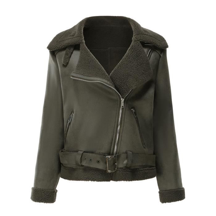 Veste en daim avec fourrure femme clearance