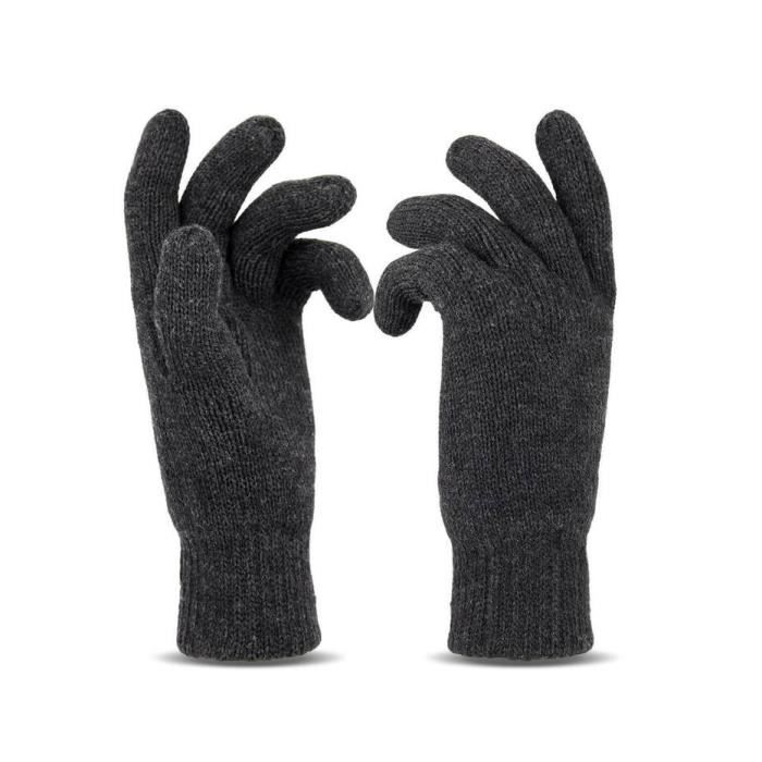 Gants d'hiver thermiques pour écran tactile - Gants de travail d'hiver en tricot pour la course à pied, la randonnée, l'exercice et la conduite, Noir/blanc