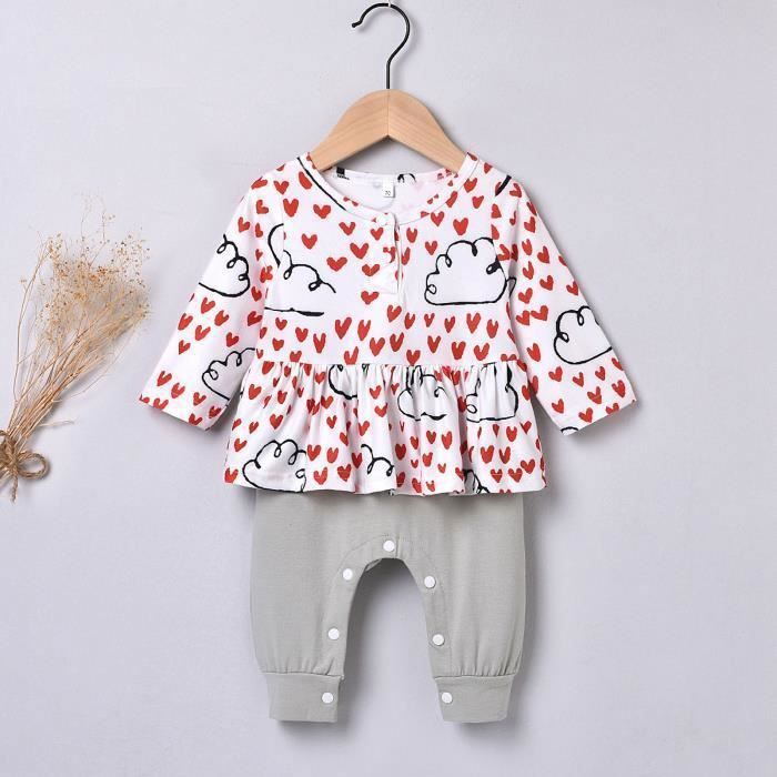 Combinaison Bébé Fille COMBINAISON - COMBIPANTALON - COMBISHORT Body Bébé Fille Barboteuse Noël Nouveau-né Combishort à Tenue Gymnastique Bébé