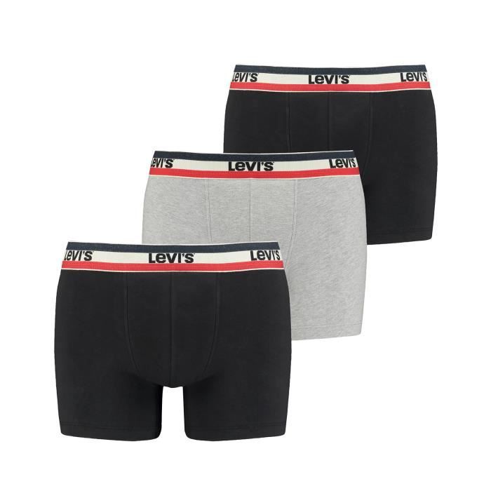 LEVIS Cale on Homme uni Paquet de 3 Noir gris Cdiscount Pr t