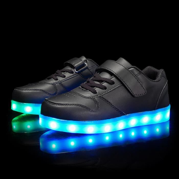 Chaussures enfants LED 7 Couleur Basket Garcons Fille USB Charge Lumineuses Basket Noir Noir Cdiscount Chaussures