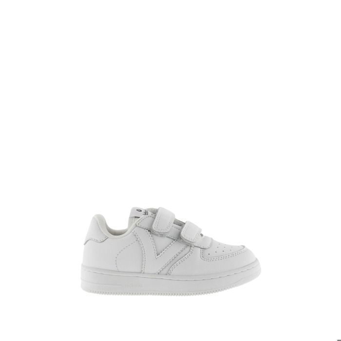 Victoria Victoria sneaker basse à scratch enfant en cuir blanc - baskets velcro semelle caoutchouc