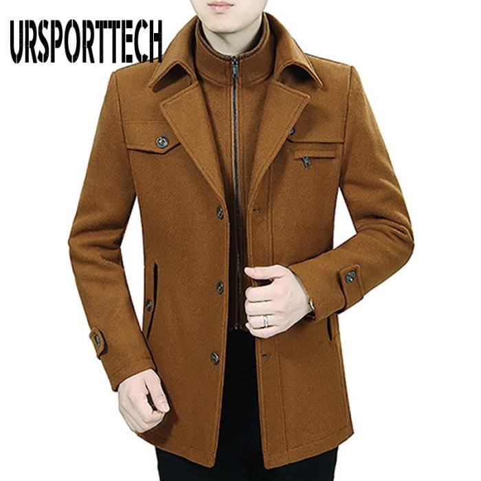 Manteau caban Manteau en laine et cachemire a Double col pour Homme haute qualite a la mode 4 couleurs hiver Camel D4513 Blanc Cdiscount Pret a Porter