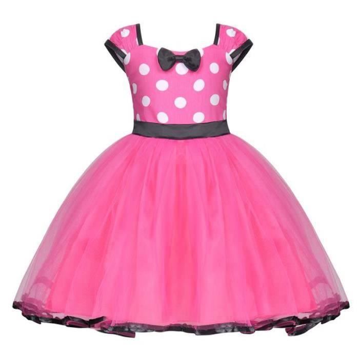 Robe Minnie Mouse Rouge à Pois Blancs Avec Bandeau Et Oreilles De Minnie Chemise Noire Avec Jupe Rouge Et Joli Noeud Noir