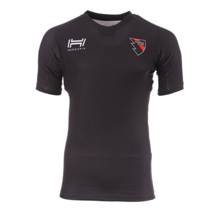 Maillot de Rugby Oyonnax Noir Homme Hungaria Manches Courtes 100 Polyester Cdiscount Sport