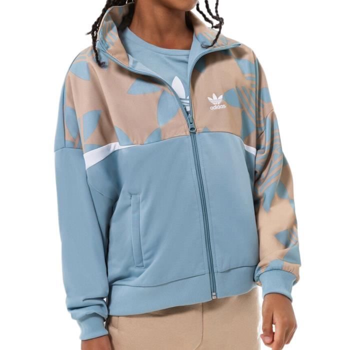 Veste de Survêtement Fille Adidas - Bleu - Coupe ample - Col montant - Poches avant zippées