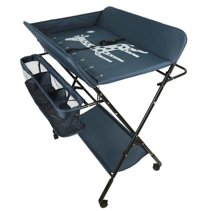 HSTURYZ Table à Langer Pliante avec Espace de Rangement Organisateur de Chambre denfant Commode de Soin pour Bébé Bleu Marine