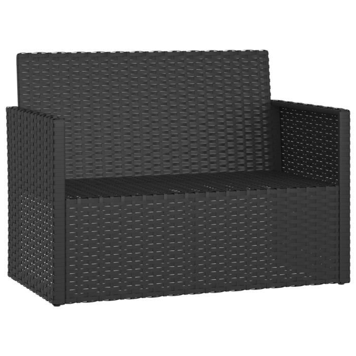 Omabeta - Sièges de jardin - Banc de jardin avec coussins Noir 105 cm Résine tressée HB06884