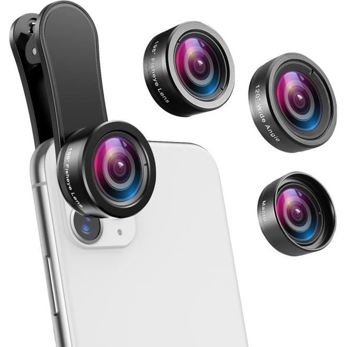 Achetez Kit D'objectif de la Caméra de Téléphone Portable, 5 Sur 1  Téléobjectif Universel, Objectif Portrait 2x + Lentille Grand Angle 0,63x +  Lentille Macro 15x + 198 ° Lentille Pour Les