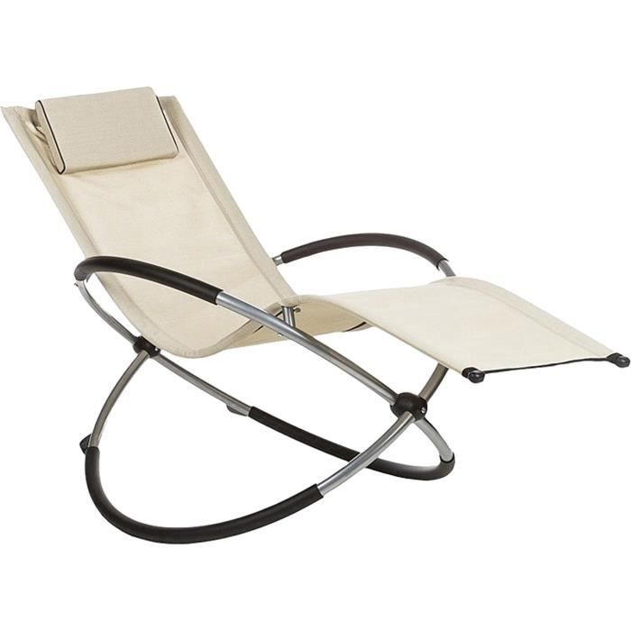 Transat Pliant A Bascule Poupio Ecru Achat Vente Chaise Longue Transat Pliant A Bascule Po Cdiscount