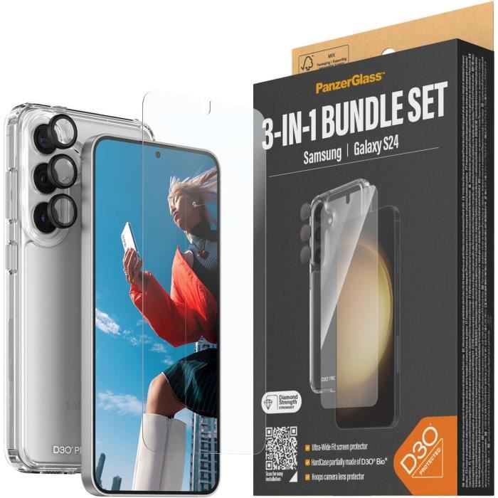 Accessoires de protection - PANZER GLASS - Samsung Galaxy S24 - Protection 3-en-1 - D3O Bio - Ultra-Wide Fit