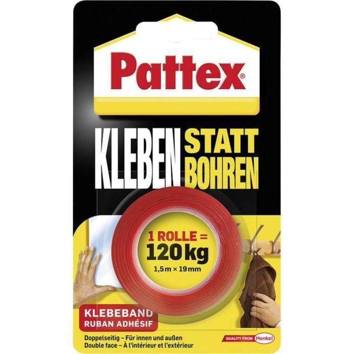 Ruban adhésif double-face Pattex PXMT2 blanc (L x l) 1.5 m x 19 mm 1 bobine(s)