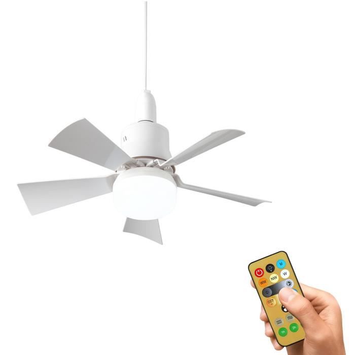 Ventilateurs de plafond avec lumières et télécommande ventilateur de plafond dimmable3 couleur 3 vitesses timing-30W-Blanc