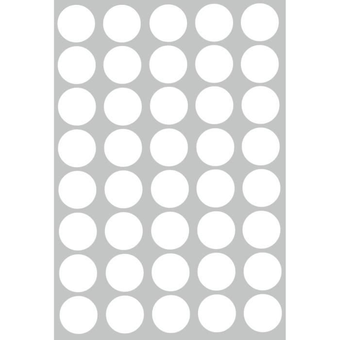 AJW-Gommettes Étiquettes Autocollantes Rondes Blanc Environ 5cm (50mm