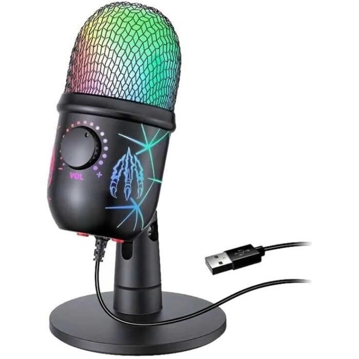 Micro Gaming Lumière Variable Microphone à Condensateur USB Anykuu