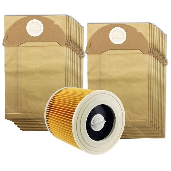 Pour Filtre D'Aspirateur WD2 Karcher Wet et Dry WD2 et 20 Sacs à PoussièRe B hu1 