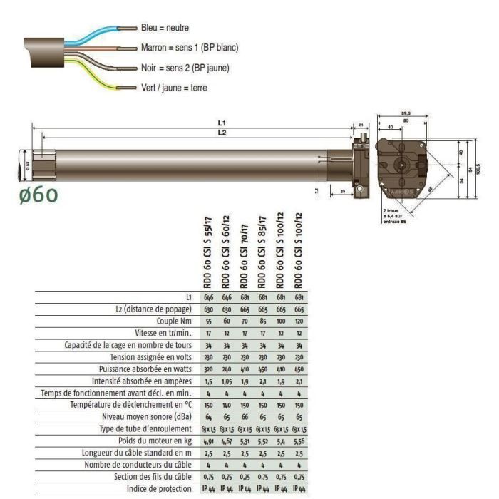 Somfy 1167103 Motorisation Rdo 60 Csi S 120 12 Pou Achat Vente