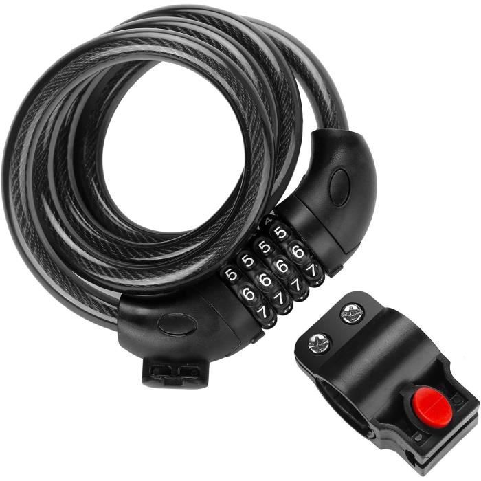 Antivol Vélo Timoston à Combinaison 4 Chiffres - Chaîne Acier Trempé 120 Cm, Résistant Aux Intempéries - 4