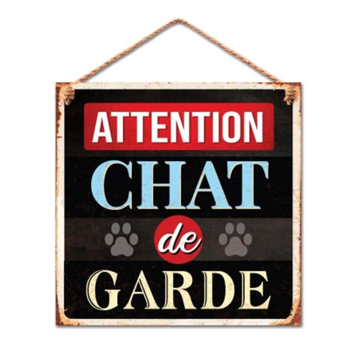 Stc Plaque Metal Chat De Garde Cdiscount Maison