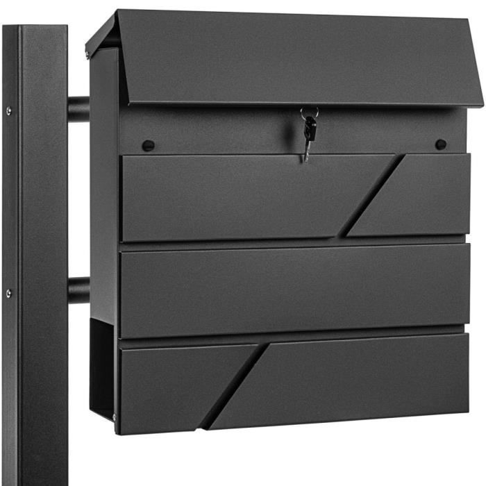 STILISTA® Boîte aux lettres sur pied "Seattle", acier inoxydable, L 37 x H 37 x P 10 cm (hors pied), anthracitee
