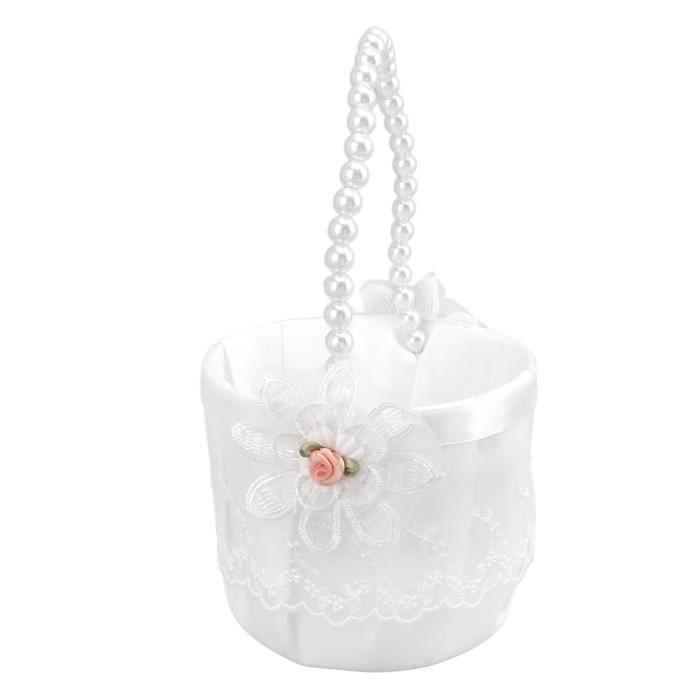GOTOTOP Panier De Mariage Panier De Fleurs De Mariage Blanc Beau Panier