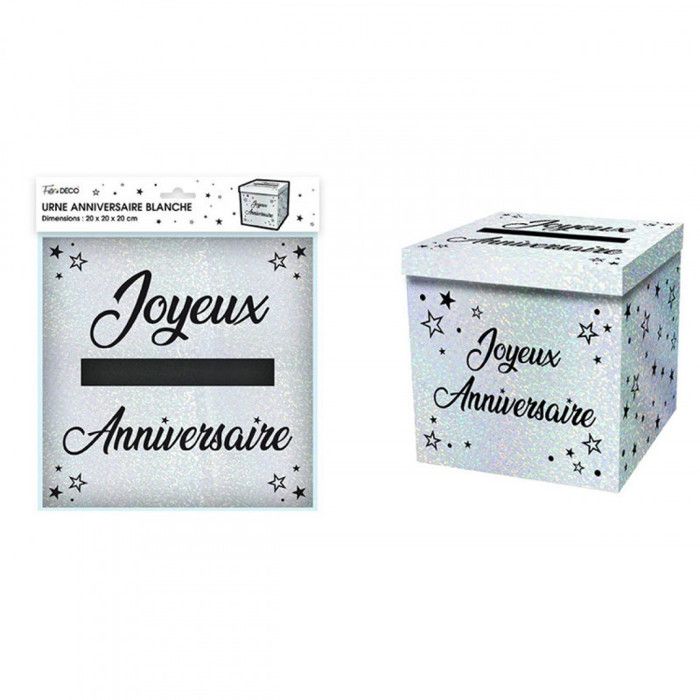 Tirelire Urne Anniversaire Rose Fuchsia Métallisée 20cm - Décoration De Table Cadeaux Pliable