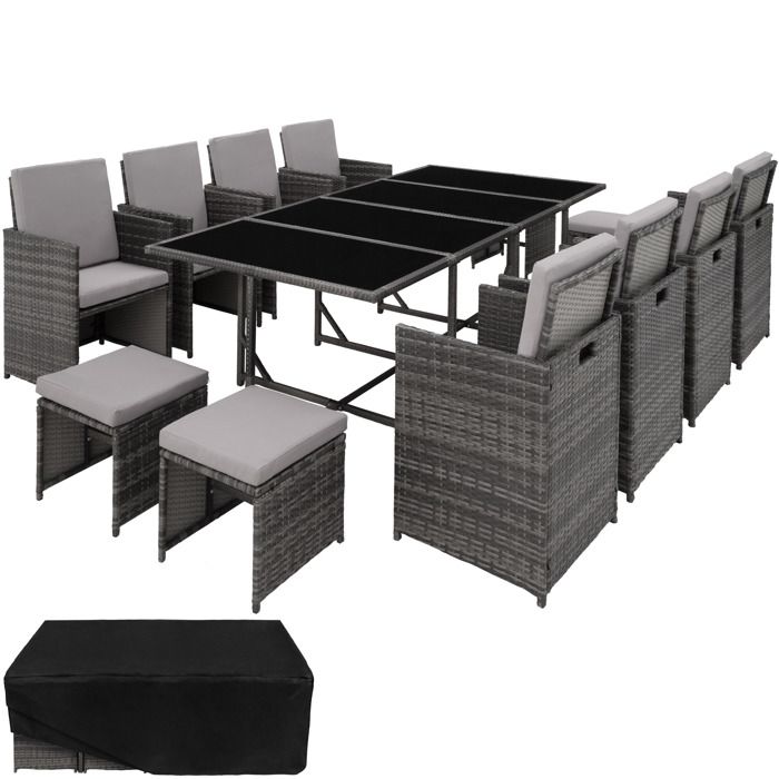 Salon De Jardin En Resine Tressee Gris Achat Vente Pas Cher