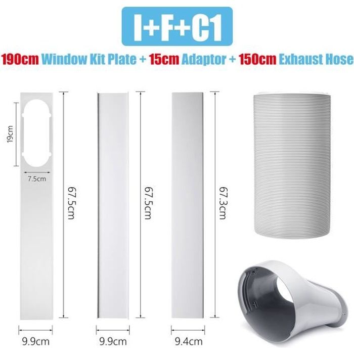 3pcs kit glissiere de fenetre 190cm adaptateur dia 15cm 150cm tuyau d echappement pr mobile climatiseur climatisation portable cdiscount bricolage
