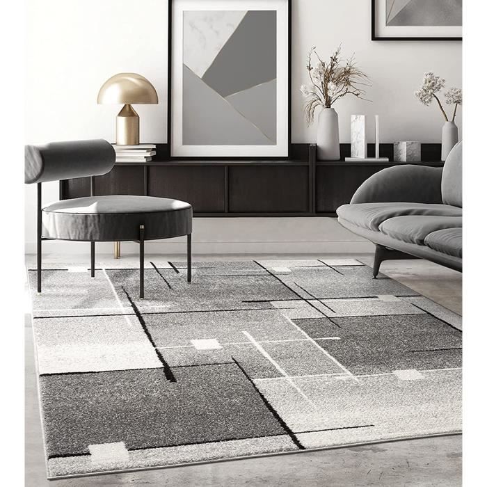 Tapis de salon - THE CARPET - PEARL - Géométrique - Gris - 80x140 cm