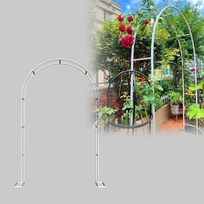 Arche De Jardin Métal 140-280 Cm - Pour Plantes Grimpantes (glycine, Rosier) - Noir, Acier Galvanisé