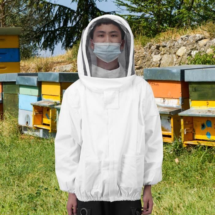 VGEBY vêtements d'apiculture Veste de voile de protection apicole Bee Suit Smock avec accessoire d'apiculteur à double fermeture