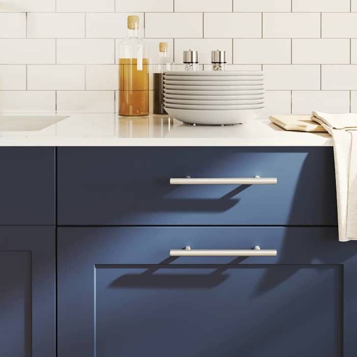 vidaXL Poignées dArmoire 10 pcs Poignées de Placard Poignées de Commode Cuisine Maison Intérieur Argenté 128 mm Acier 155350