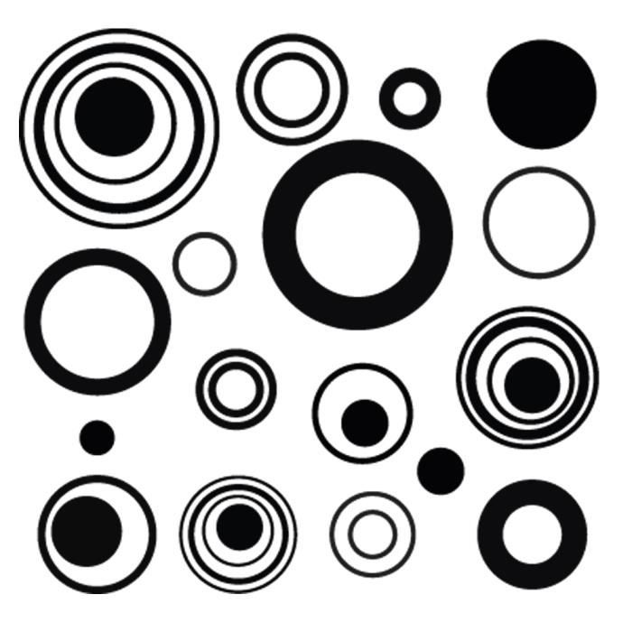 Sticker Planche Ronds Illusion, Rond (60x60 cm (Ronds de 3,7 à 20,9 cm))  NOIR ROND001