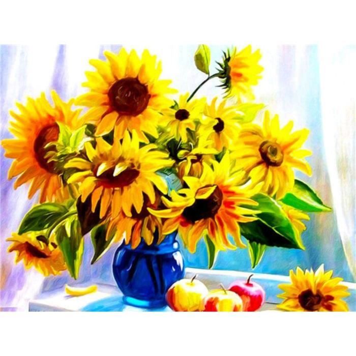 Peinture par numéros Fleur Dessin sur Toile Peint à la Main Kits de