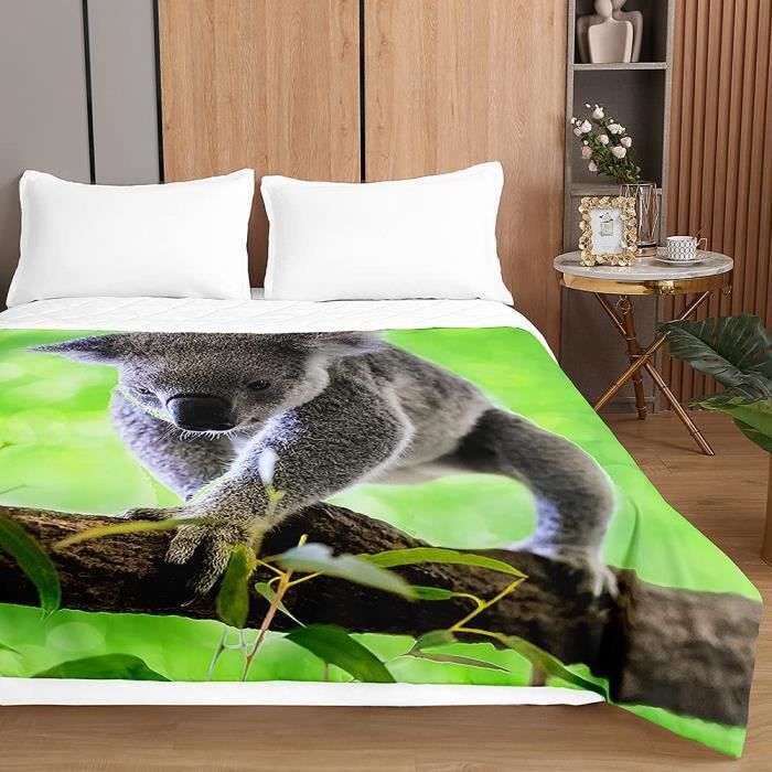 Plaid Couvre-Lit Matelassé Réversible Chickw1 Microfibre - Plantes Tropicales 200x230cm