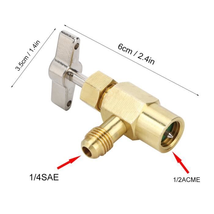 Adaptateur/robinet Ouvre-valve 1/4 SAE Pour Bouteille De Réfrigérant R134A - Neuf, Marque Artudatech
