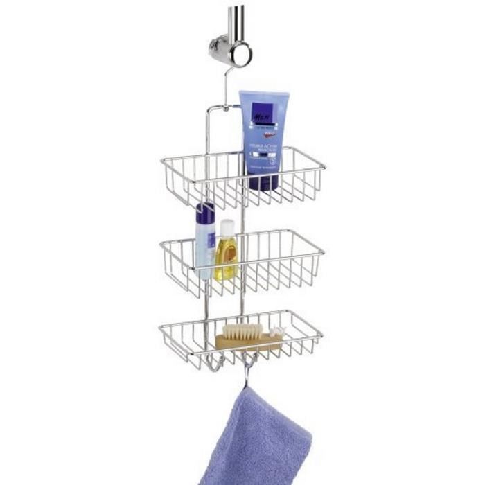 WENKO Etagère de douche à suspendre 3 paniers de douche Nivala Acier 22x50x13 5 cm Brillant