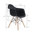 Chaises Fauteuil Scandinave Noire - RUII - Lot de 2 - Avec accoudoirs - Chaise de salle à manger - H 82 cm-1