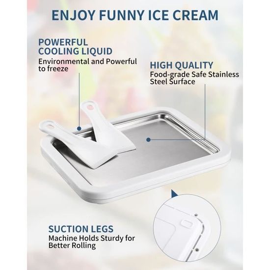 Machine à Crème Glacée - ZHUODIKE - Ice Roll Plaque - Acier Inoxydable