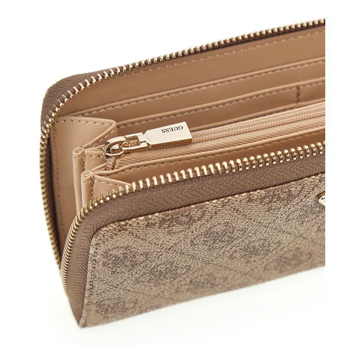 Guess LAUREL LARGE ZIP AROUND - Portemonnee - latte/brown/bruin