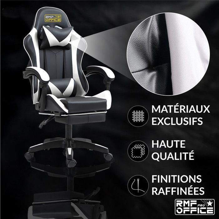 Woltu Chaise Gaming Ergonomique Tissu Noir/blanc – Confort Max Et Réglable !