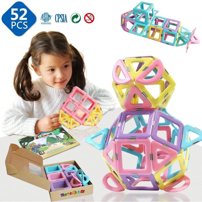 Set Construction Magnétique BONNYCO 50 Pièces - Tuiles Magnétiques, Figurines Animaux, Guide 2D/3D - 13