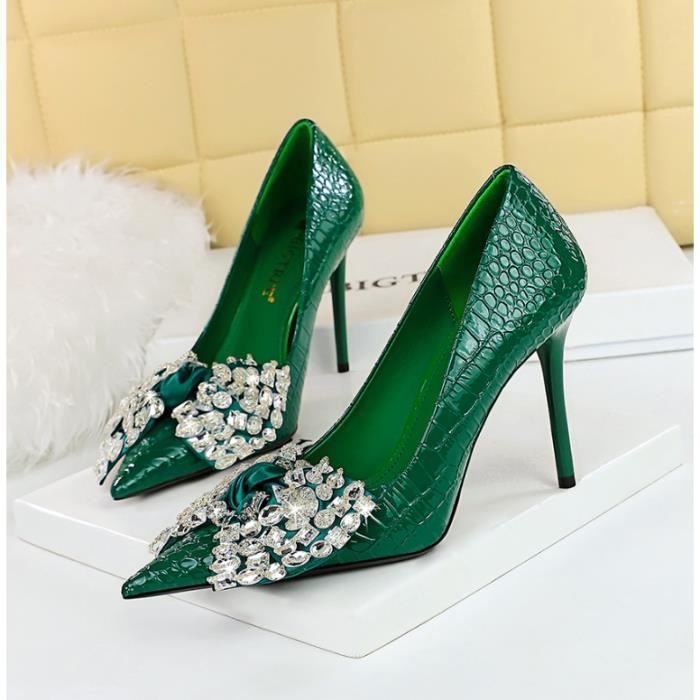 GRMTCOLT Strass N ud Papillon Escarpins Vert Chaussures De Mariage De Soiree Achat Vente Strass N ud Vert Escarpins pas cher Cdiscount