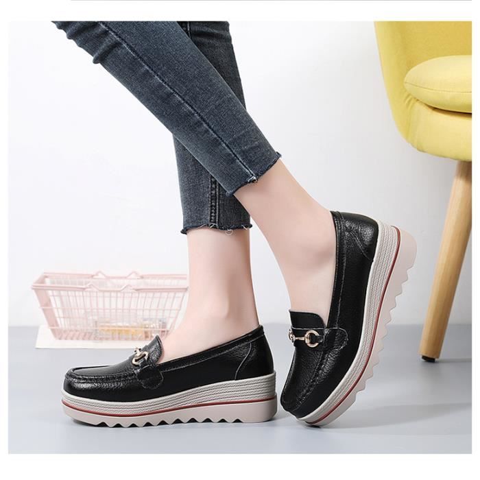 Mocassin top compensé noir