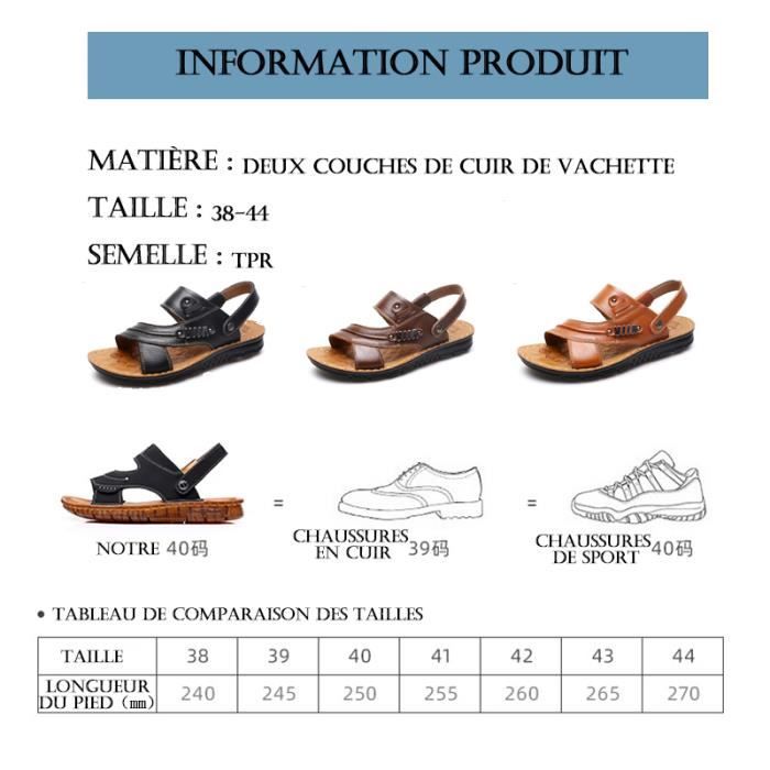 Wdede Sandales Homme Cuir Bout Ouvert Sandales De Sport Et D'extérieur Sandales De Marche Homme Chaussures De Sport Randonnée Confortable Plage