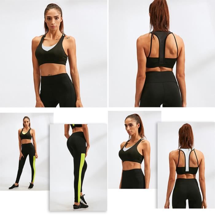Ensemble de vetements 2 Piece Femme Sport Lingerie Gilet Brassiere Pantalon Fitness Gym Yoga Legging Running Avec Poche Gris Gris Cdiscount Sport